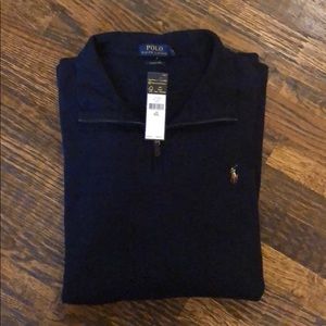 Men’s XXL navy blue 3/4 zip pull over